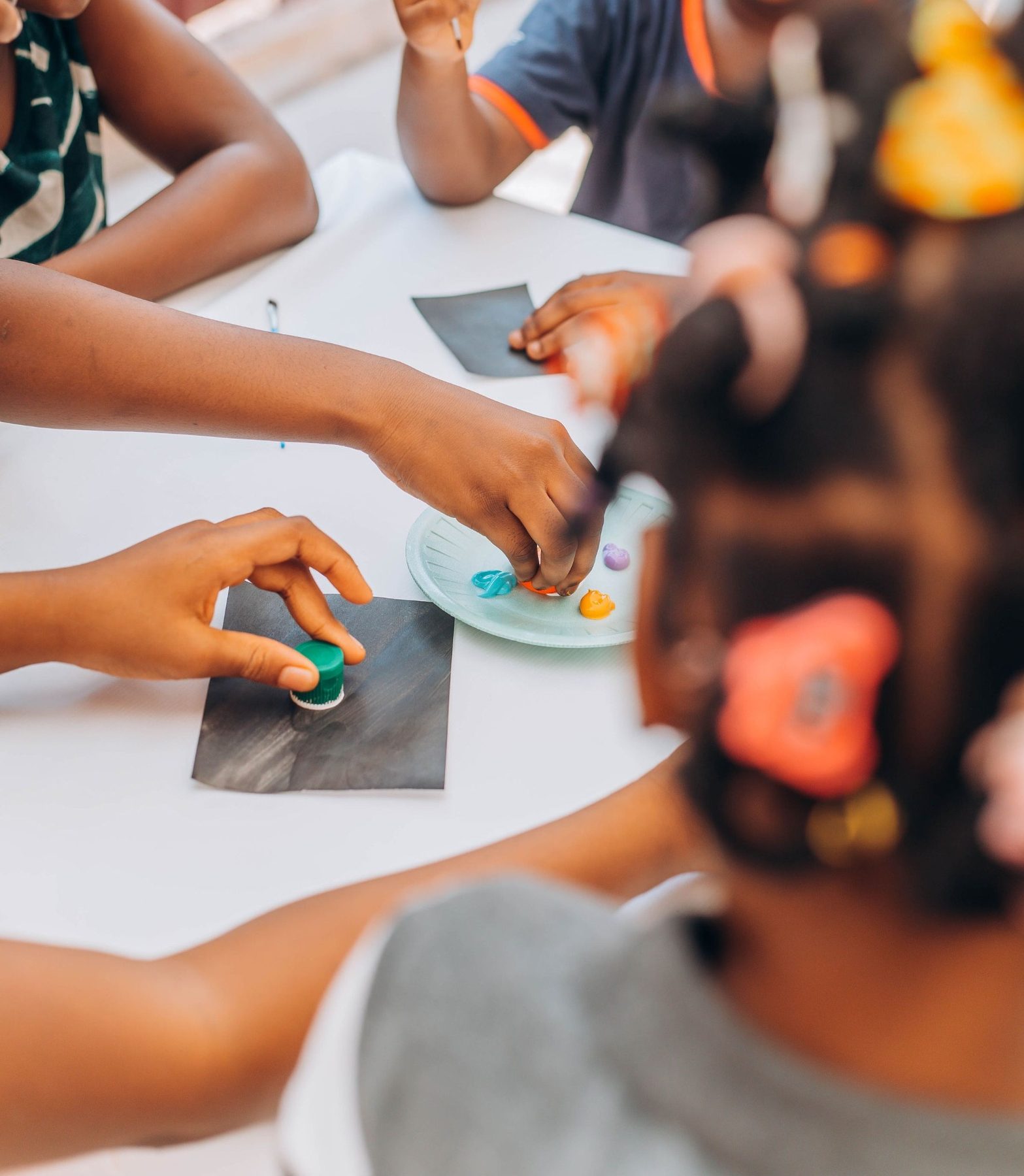 Children creating art together